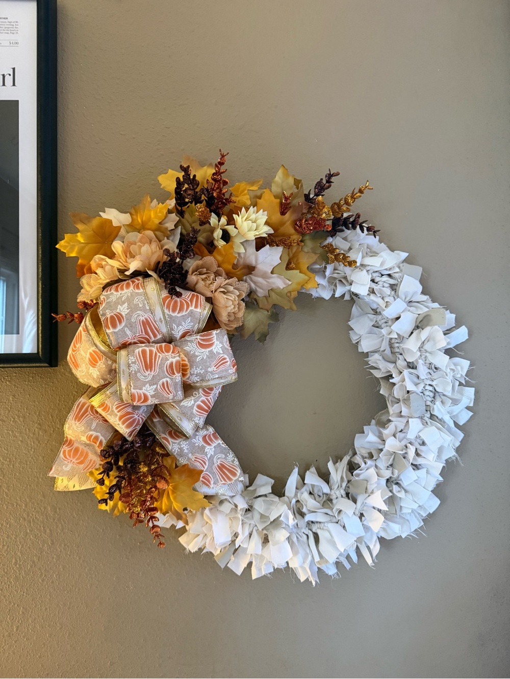 🍂 Linen Loft Handmade Fall Pumpkin Wreath — 18” Frame